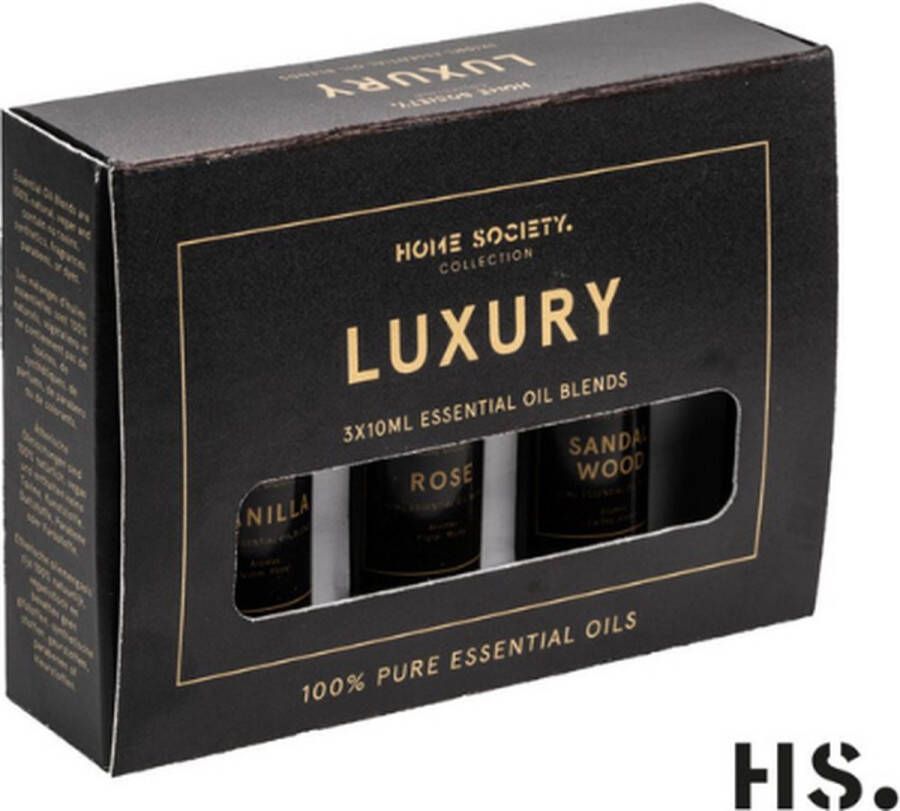 Home Society Luxe Geur olie Essential Oil Pack Luxury 3 x 10ML Sandal Wood Rose Vanilla