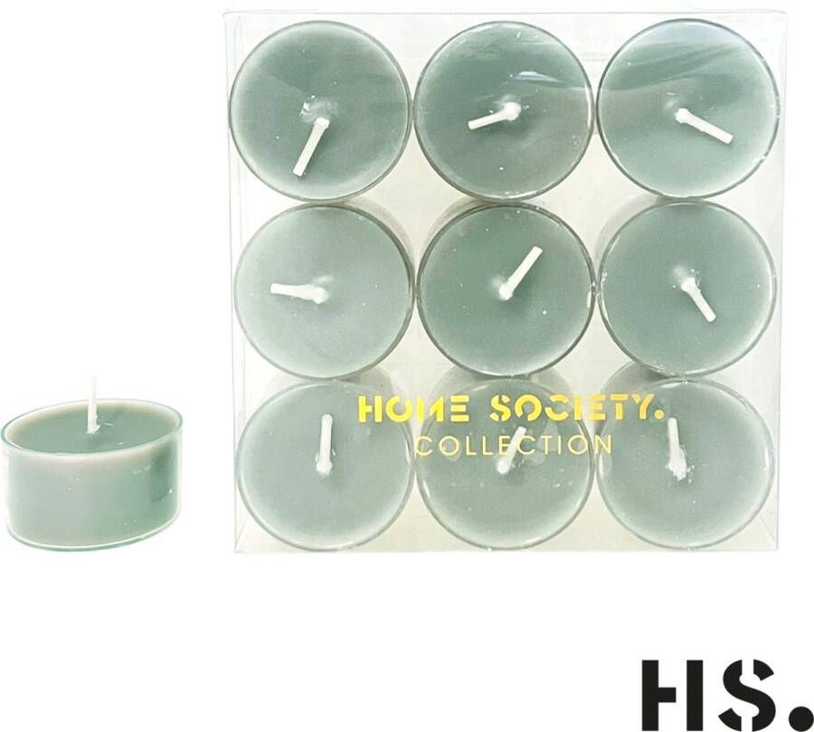 Home Society -Waxinelichtjes Theelichtjes 9 stuks Celadon Licht groen