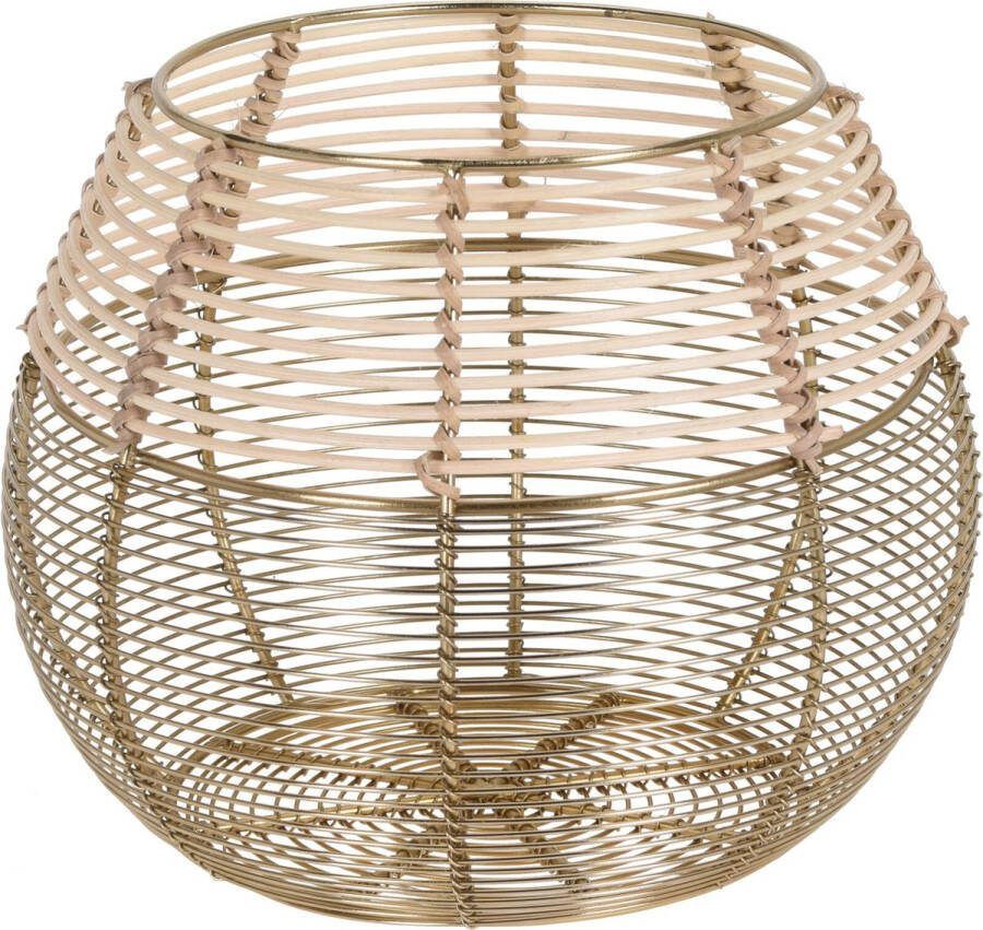 Home style Homestyle Theelichthouder Metaaldraad Branders 25x25x21 cm Goud