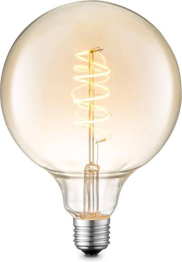 Home Sweet Home Edison Vintage E27 LED filament lichtbron Globe Amber 12.5 12.5 17cm G125 Spiraal Retro LED lamp Dimbaar 4W 280lm 2700K warm wit licht geschikt voor E27 fitting