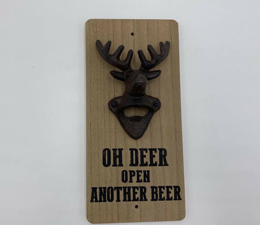 Home Sweet Home Flessenopener op hout rendier Oh deer open another beer 082168