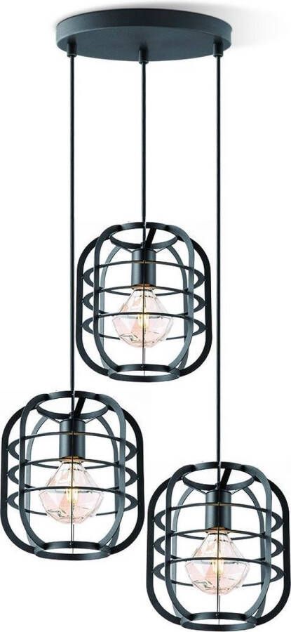 Home Sweet Home hanglamp Nero rond 3 lichts zwart