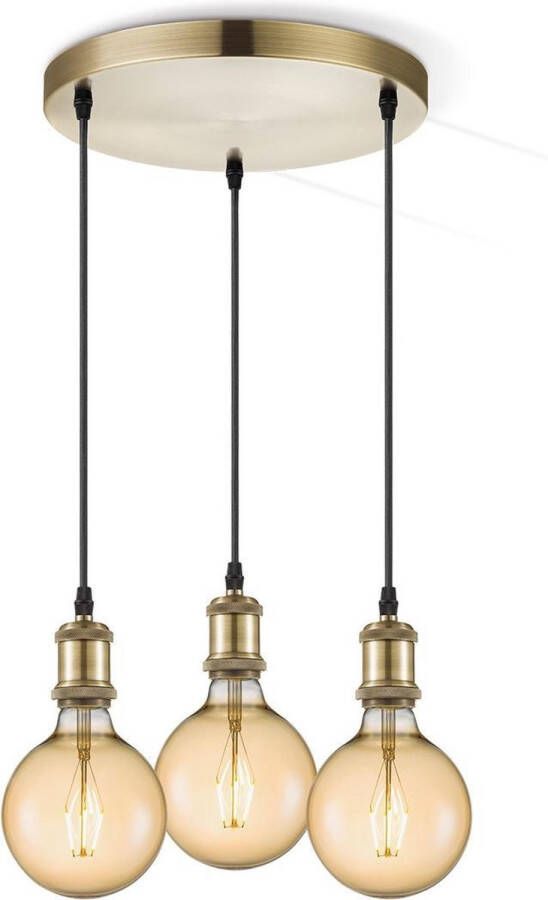 Home Sweet Home hanglamp pendel Vintage 3 lichts rond Brons