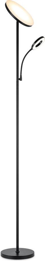Home Sweet Home Moderne Vloerlamp 25 25 175 cm Zwart Metalen Staande Lamp Met leeslamp Inclusief LED Lichtbron 7W 3636Lm Dimbaar Voor Kantoor en Slaapkamer