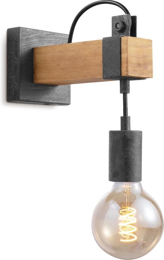 Home Sweet Home Vintage Wandlamp Denton Muurlamp gemaakt van hout Antraciet 20 10 23cm wandlamp geschikt voor woonkamer slaapkamer- geschikt voor E27 LED lichtbron