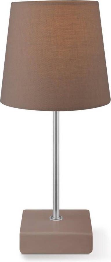Home Sweet Home Klassieke tafellamp Arica Bruin 15 15 33cm bedlampje geschikt voor E14 LED lichtbron gemaakt van Stoffen