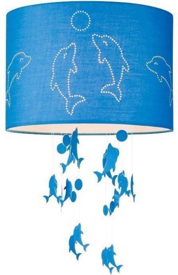 Home Sweet Home Lampenkap Kids Dolphins cilinder van stof blauw Moderne stoffen Lampenkap 30 30 20cm E27 lamphouder voor hanglamp RoHS getest