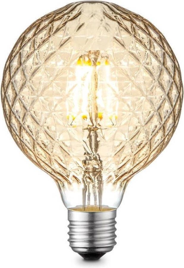 Home Sweet Home Edison Vintage E27 LED filament lichtbron Globe Amber 9.5 9.5 13.5cm G95 Deco Retro LED lamp Dimbaar 4W 330lm 2700K warm wit licht geschikt voor E27 fitting