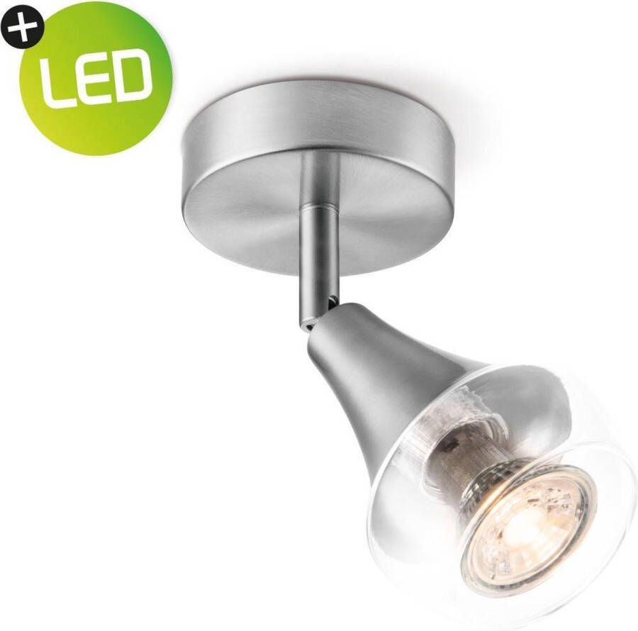 Home Sweet Home LED opbouwspot Vaya Ø 9 cm mat staal