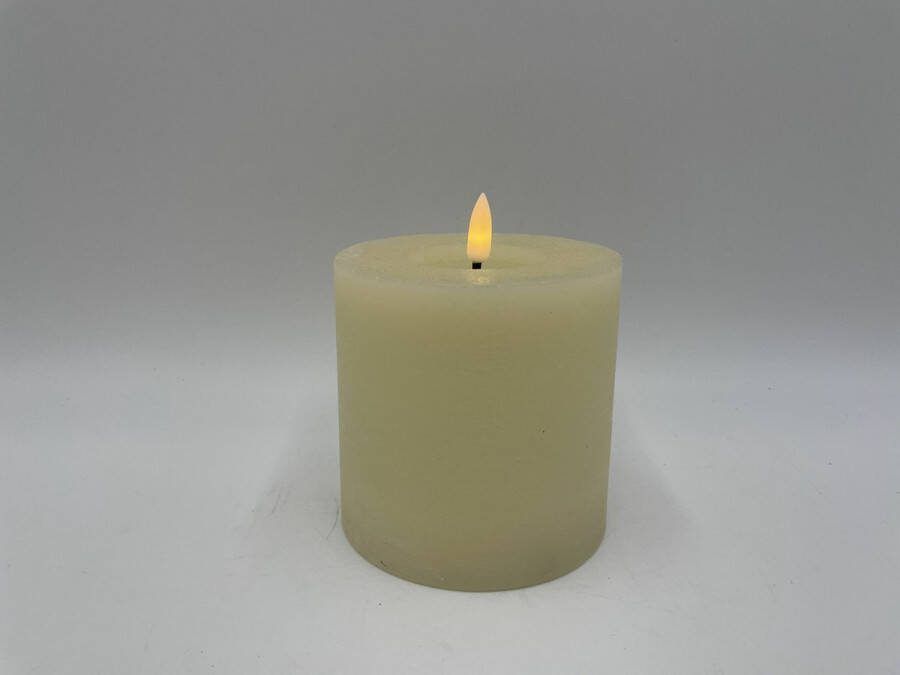 Home Sweet Home Led stompkaars rustiek crème warm wit 10 x 10 cm met timer waskaars effect 796919