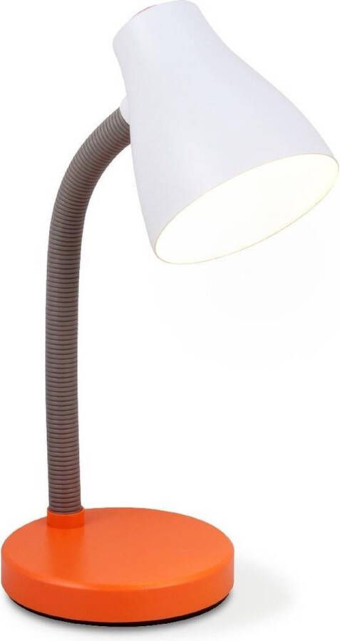 Home Sweet Home Moderne Bureaulamp Rocker verstelbare Leeslamp met inline schakelaar- Oranje Wit 14 14 35cm geschikt voor thuiskantoor en slaapkamer E27