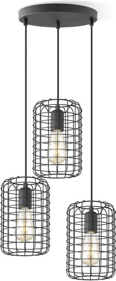 Home Sweet Home Moderne Hanglamp Netting 3 lichts hanglamp gemaakt van Metaal Zwart 32 32 127cm Pendellamp geschikt voor woonkamer slaapkamer keuken- geschikt voor E27 LED lichtbron