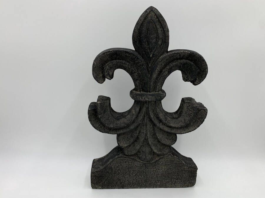 Home Sweet Home Ornament Franse lelie op voet klein grijs stone antraciet 39 5 x 25 x 5 cm | 65525 | | Stoer & Sober Woonstijl