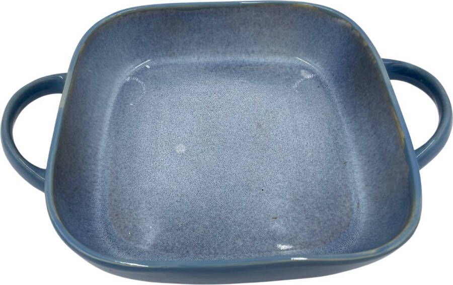Home Sweet Home Ovenschaal keramisch handvat vierkant licht blauw 24 x 24 cm 6CE1359BL Clayre & Eef