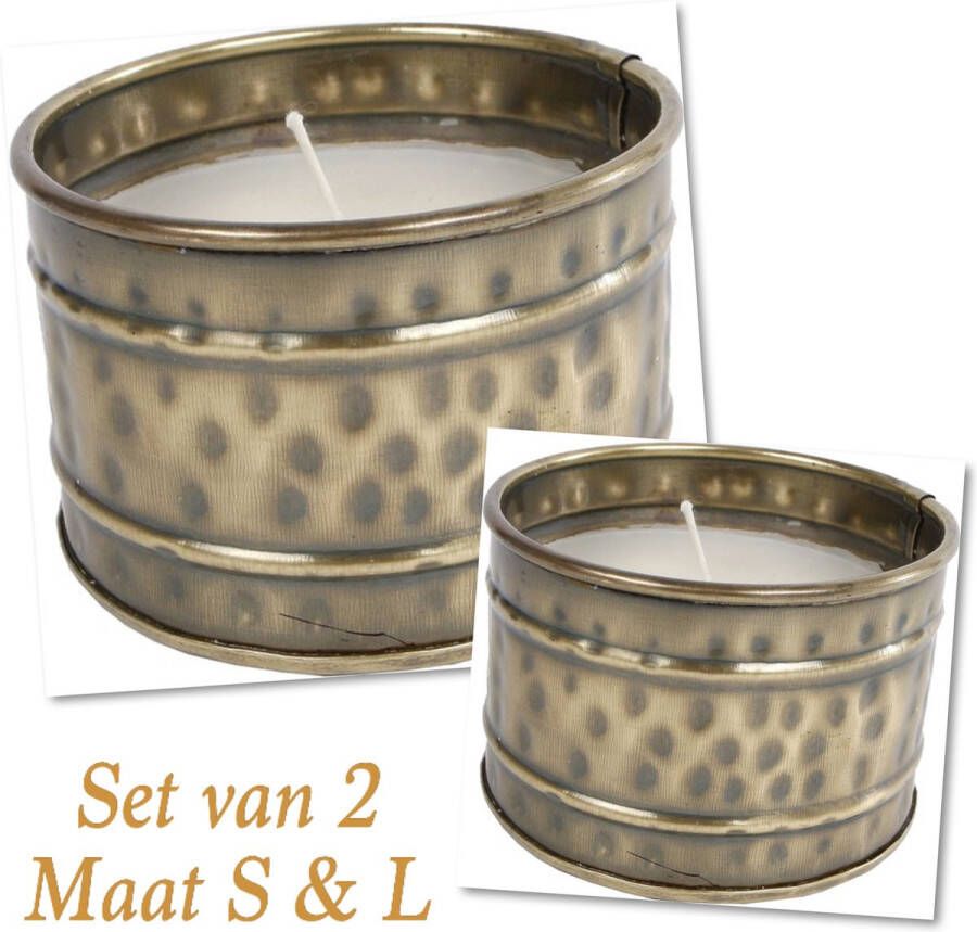 Home Sweet Home Set van 2 kaarsen maat S & L Kaars Ronald L oud messing beker metaal | 091165-4 | Gifts Amsterdam | Stoer & Sober Woonstijl