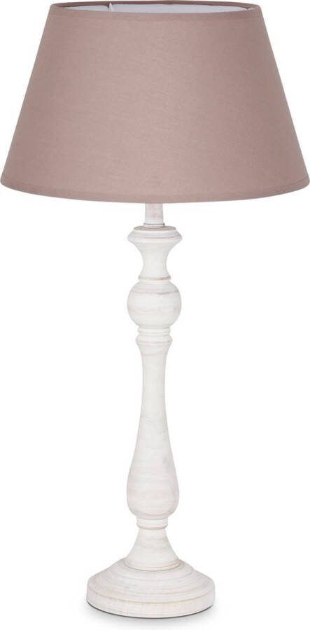 Home Sweet Home tafellamp Largo tafellamp Step vintage wit inclusief lampenkap 30 20 17cm tafellamp hoogte 49 cm geschikt voor E27 LED lamp taupe