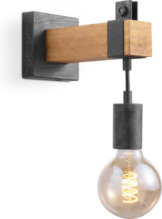 Home Sweet Home Vintage Wandlamp Denton Muurlamp gemaakt van hout Antraciet 20 10 23cm wandlamp geschikt voor woonkamer slaapkamer- geschikt voor E27 LED lichtbron