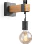 Home Sweet Home Vintage Wandlamp Denton Muurlamp gemaakt van hout Antraciet 20 10 23cm wandlamp geschikt voor woonkamer slaapkamer- geschikt voor E27 LED lichtbron - Thumbnail 1