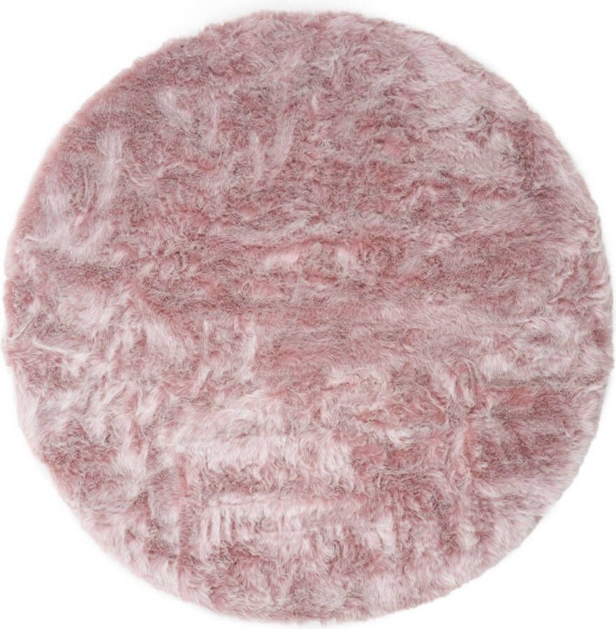 Home67 Vloerkleed Donsie Pink Rond ø160 cm