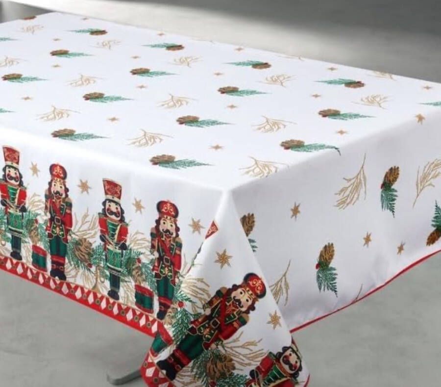 Homeathome.be Kersttafelkleed Notenkraker 240cm X 145 cm anti-vlek