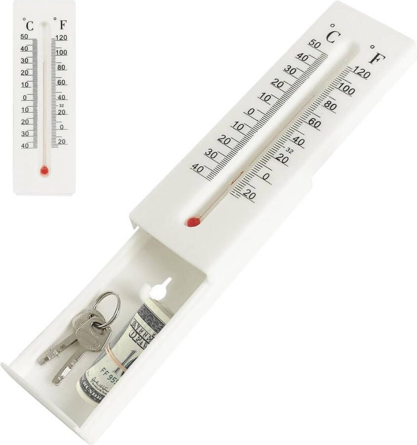 HomeBerg Grote Thermometer met Verstopplek Sleutelbox Sleutelkast Verbergen Opbergbox Waardevolle spullen Geheime kluis Wand monteerbaar