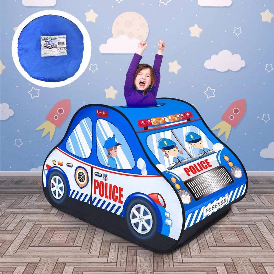 HomeBerg Politie Auto Speel Tent Speeltent Speelgoedhuis Politiewagen Kindertent 118 cm Lengte