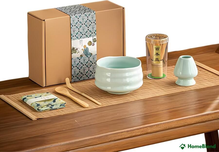 Homeblend © Matcha Set 7-delig Matcha Klopper Matcha thee Matcha Poeder Matcha Thee Set Matcha Kom