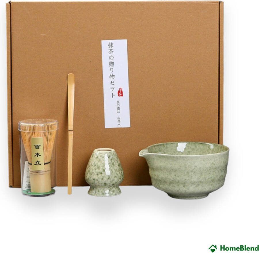 Homeblend © Matcha Set 4-delig Matcha Klopper Matcha thee Matcha Poeder Matcha Thee Set Matcha Kom Starterkit
