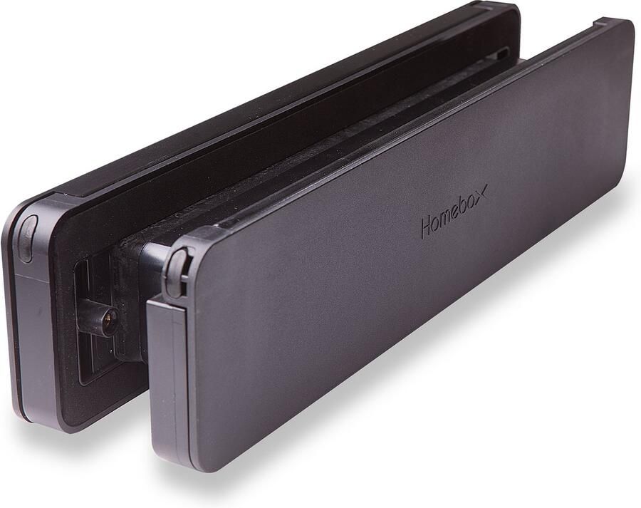 Homebox Isolerende Brievenbus – Tochtvrij en geluiddempend – Inbouw brievenbusklep – Moderne brievenbus met tochtwering – ABS Kunststof zwart (RAL 9005) – Geborsteld aluminium – RVS-look – 33.8x7.8 cm (LxB)