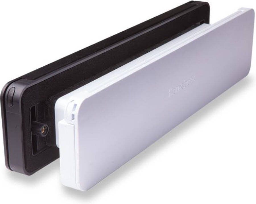 Homebox Isolerende Brievenbus – Tochtvrij en geluiddempend – Inbouw brievenbusklep – Moderne brievenbus met tochtwering – ABS Kunststof binnenklep wit (RAL 9010) – buitenklep aluminium zwart (RAL 9005)– RVS-look – 33.8x7.8 cm (LxB)