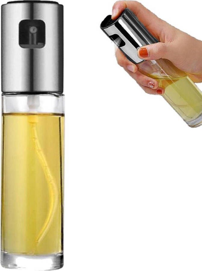 HomeDays Olijfolie Fles | Olijfolie Spray | Olie Spuitje | Olijfolie Sprayer | Olijfolie Pomp | Olieverstuiver voor BBQ & Keuken Zilver