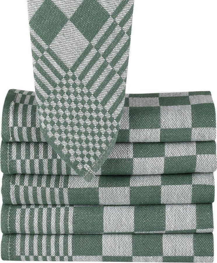 Homee Blokdoeken Theedoeken 6 stuks Groen (65x65cm)|