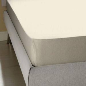 Homéé® Homee Hoeslaken Jersey stretch ecru 80 90x200 220 +30 cm eenpersoons bed 100% katoen
