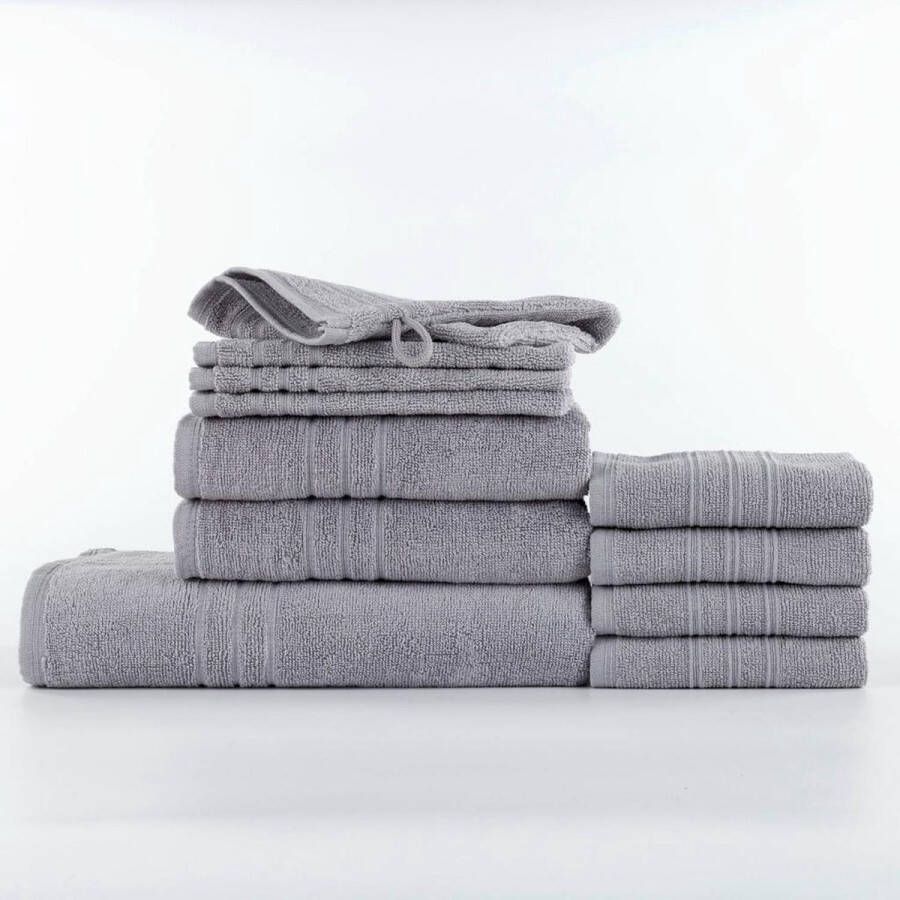 Homéé 11-delige baddoekenset 3CAM 500g. p m² 1 badlakens 2 handdoeken 4 gastendoekjes en 4 washandjes grijs 100% katoen