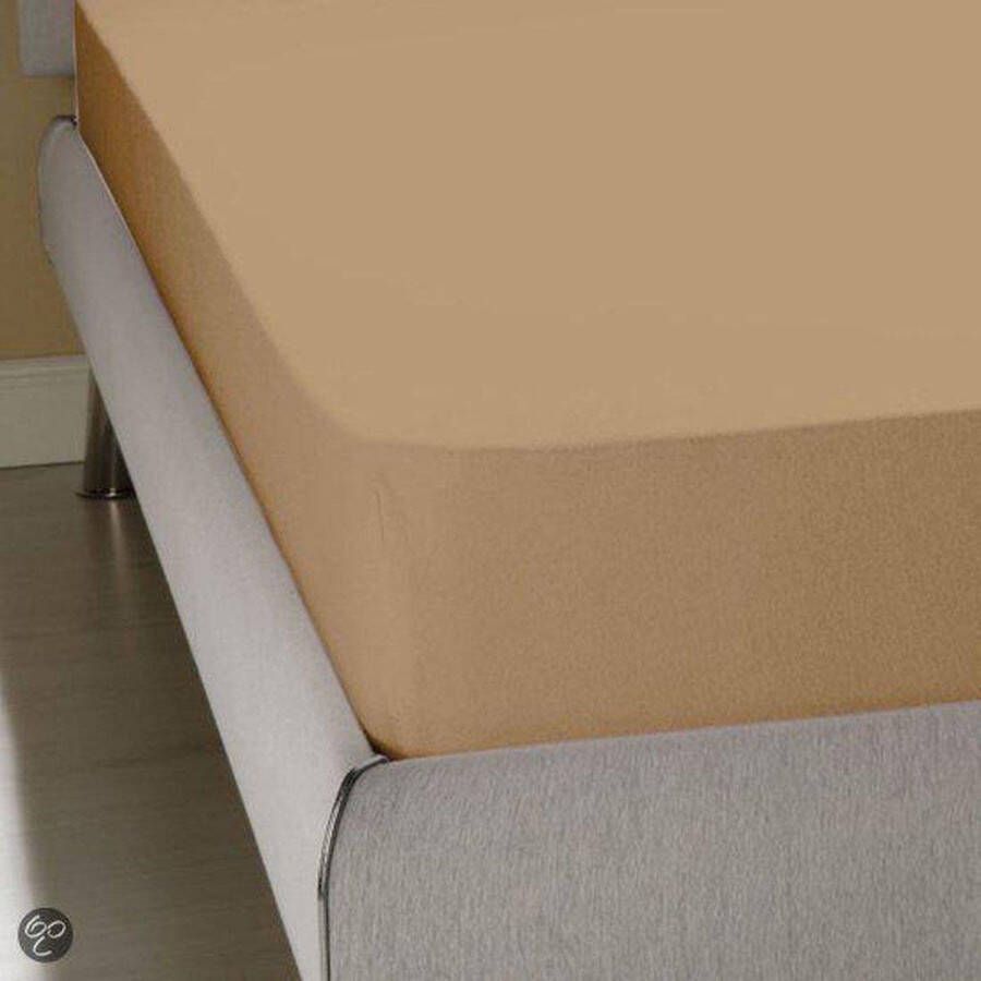 Homéé Homee Hoeslaken Jersey Stretch camel 80 90x200 220 + 30cm eenpersoonsbed 100% Katoen