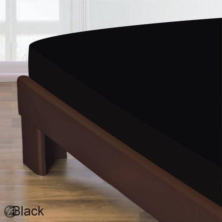 Homéé Homee Hoeslaken Katoen zwart 140x200 +30 cm eenpersoons bed gladde 100% Katoen Perfecte pasvorm
