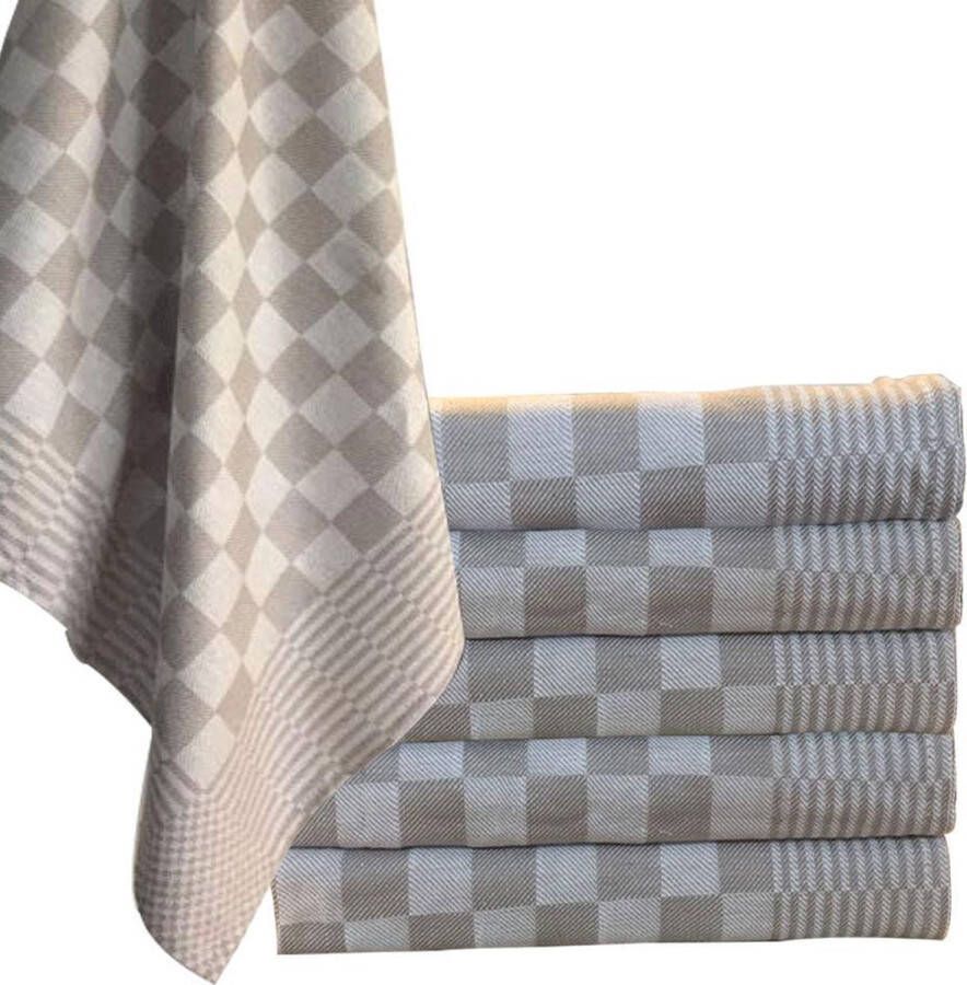 Homee Homéé Blokdoeken pompdoeken theedoeken bruin wit |set van 12 stuks 65x65cm