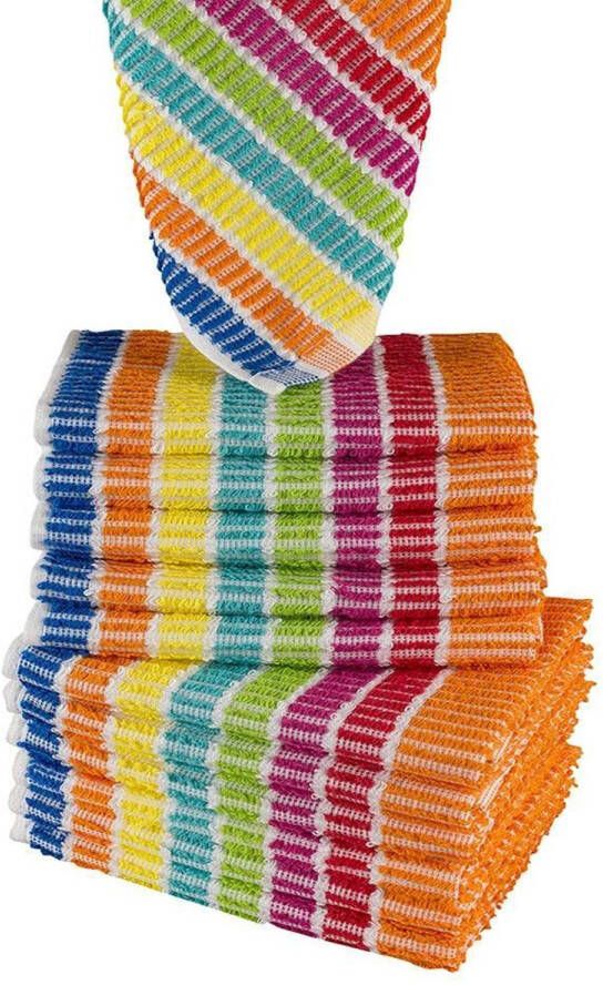 Homéé Vaatdoeken regenboog gestreept set van 20 stuks 35x35cm 100% Katoenen badstof