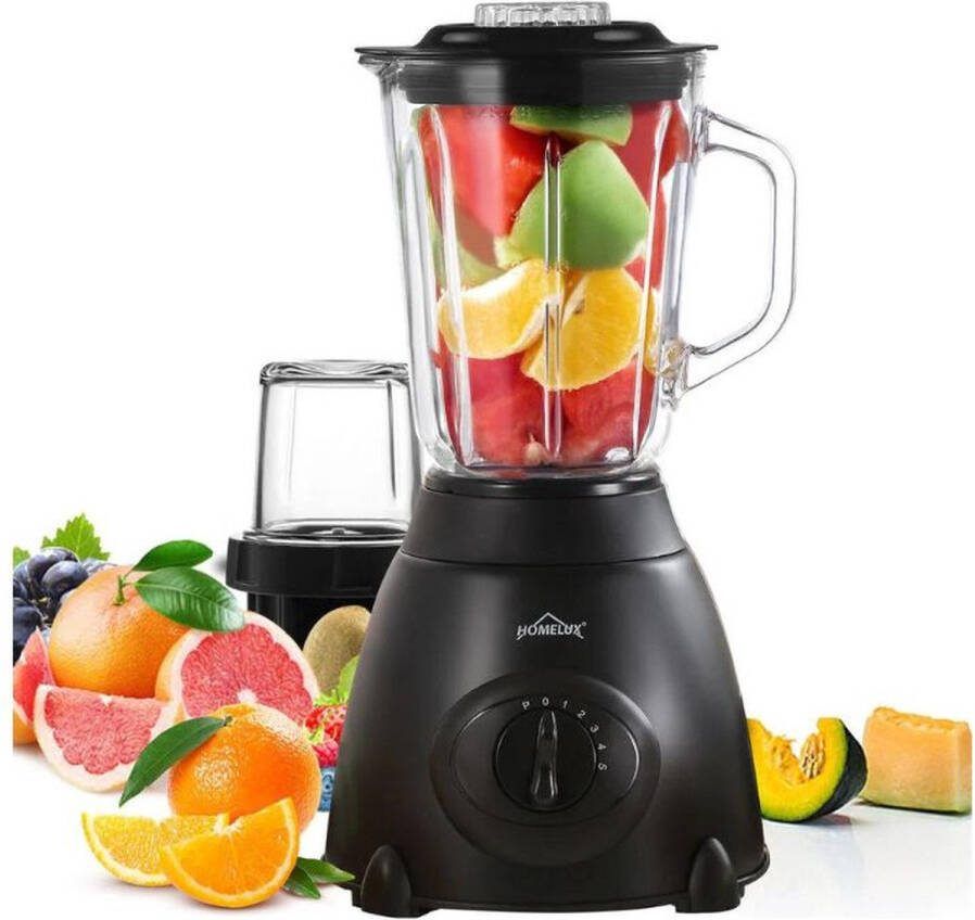 Homelux Blender Smoothie maker Mixer 1.5L 350W 5 Standen Smoothie 2Mix bekers