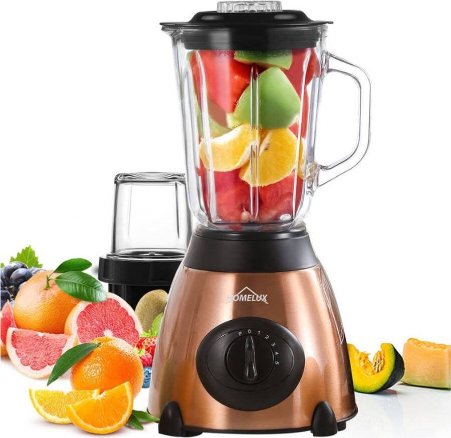 Homelux Blender Smoothie maker Mixer 1.5L 350W 5 Standen Smoothie 2Mix bekers