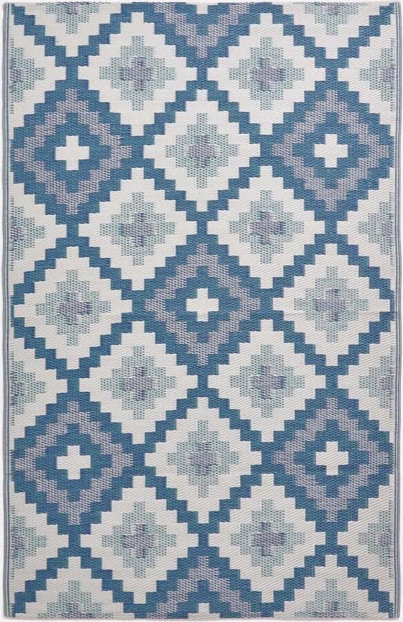 Homescapes Mia polypropyleen buitenvloerkleed met blauw patroon 180 x 270 cm