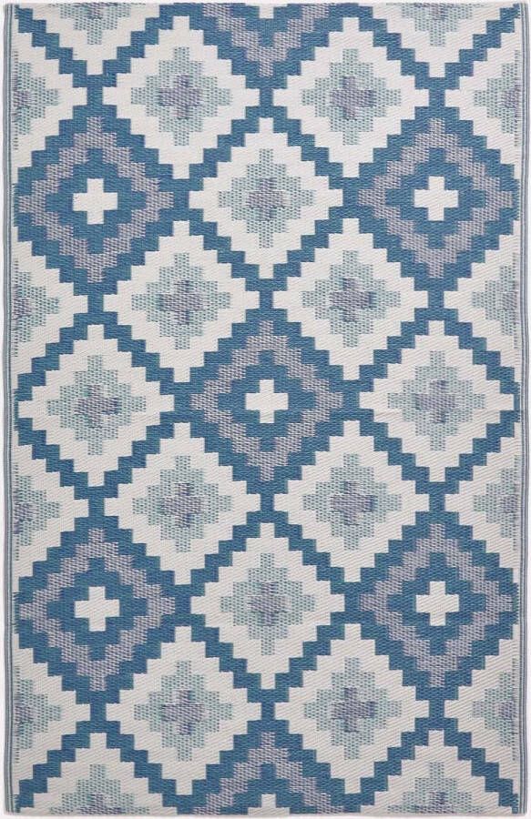 Homescapes Mia polypropyleen buitenvloerkleed met blauw patroon 120 x 180 cm
