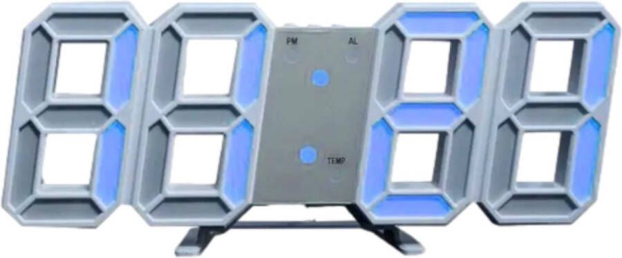 HomeShopXL Digitale LED Klok Wekker met Blauw Licht op USB (incl.) Tafelklok voor Slaapkamer Game Kamer 24 x 9 4 x 1 7 cm W1005BL met Temperatuur Datum en AM en PM weergave