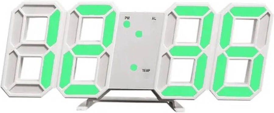 HomeShopXL Digitale LED Klok Wekker met Groen Licht op USB (incl.) Tafelklok voor Slaapkamer Game Kamer 24 x 9 4 x 1 7 cm W1005GR met Temperatuur Datum en AM en PM weergave