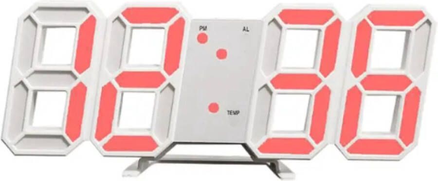 HomeShopXL Digitale LED Klok Wekker met Rood Licht op USB (incl.) Tafelklok voor Slaapkamer Game Kamer 24 x 9 4 x 1 7 cm W1005RD met Temperatuur Datum en AM en PM weergave