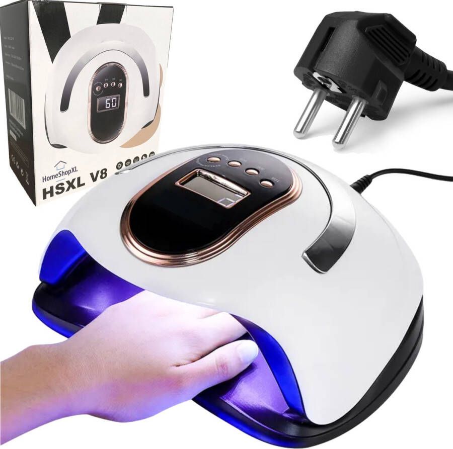 HomeShopXL HSXL BQ V8 Professionele Nageldroger voor Gel Nagels Nagellak Droger met UV LED Lamp en Timer voor Gelnagels Nageldrogerlamp met LED Lampjes voor Nagel Gellak Nagellamp geschikt voor Manicure en Pedicure Nagellakdroger Hardener