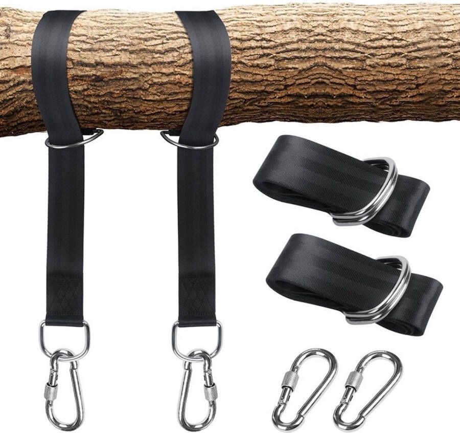 HomeShopXL HSXL Hangmat Ophangsysteem 2x Nylonband 2x Karabijnhaak max. 150kg Ook geschikt voor Schommel Nestschommel Hangstoel Hangmat Ophangen