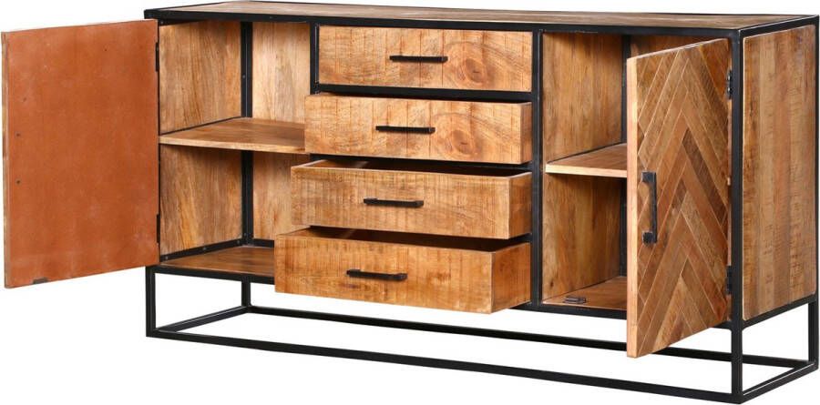 Homestylingshop.nl Dressoir Isa Dressoir kast Dressoir industrieel 165 cm