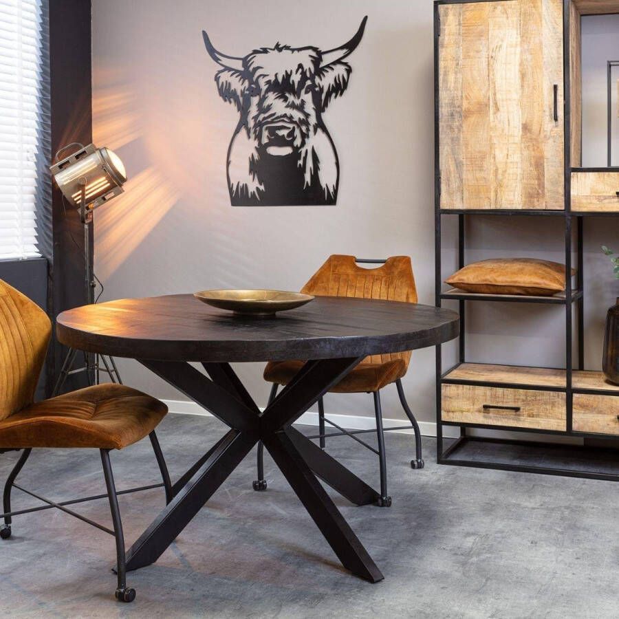Homestylingshop.nl Eetkamertafel Sanne industrieel massief mangohout zwart 150 cm
