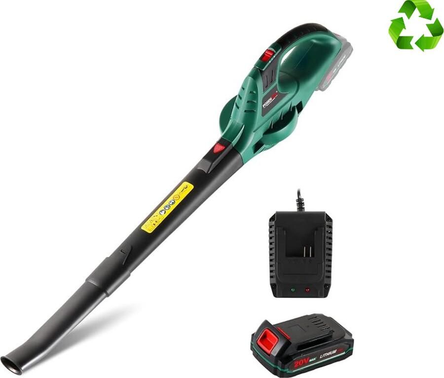 Hometech Draagbare Bladblazer – Met Accu – 210 km u Snelheid – Instelbare Snelheden – Multifunctioneel – Weerbestendig – Inclusief Accu en Oplader